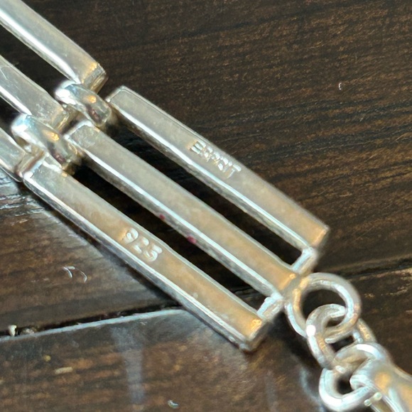 Esprit 925 Sterling Silver 8.5"mm Bar Link 17.5" Inch Necklace - Picture 2 of 2